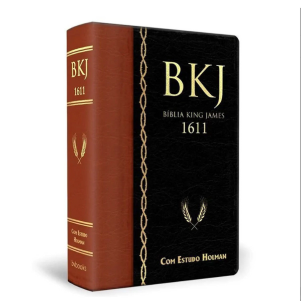Bíblia de Estudo - King James 1611 com Estudo Holman - Letra Grande - Capa Luxo Preta e Marrom - 7ª edição
