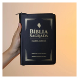 Bíblia Sagrada - ARC - Letra Grande - PJV - PU com Fecho e Harpa Cristã Preta