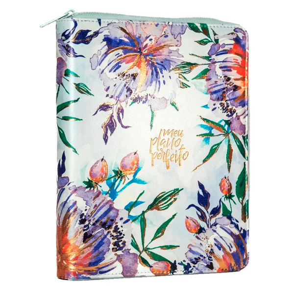Meu Plano Perfeito - Capa Couro -Soft Aquarela Com Zíper