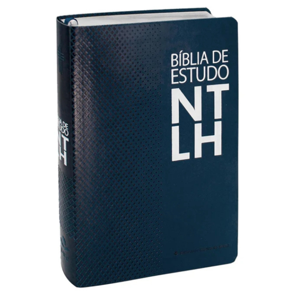 Bíblia De Estudo - Letra Grande - NTLH - Capa Couro Azul Luxo