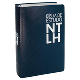 Bíblia De Estudo - Letra Grande - NTLH - Capa Couro Azul Luxo