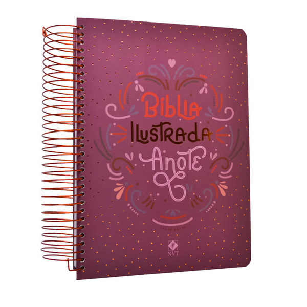 Bíblia Ilustrada Anote Rosa Brilhante - NVT - Letra Normal - Capa Dura Espiral