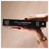 Bíblia Cruz Preta - ARC - Letra Média Maior - Harpa e Corinhos - Capa Brochura