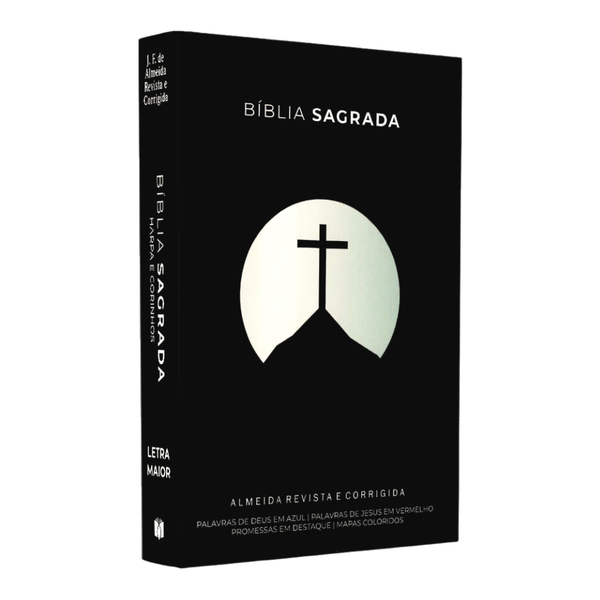 Bíblia Cruz Preta - ARC - Letra Média Maior - Harpa e Corinhos - Capa Brochura