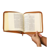 Biblia NVT Leia e Anote - Florescendo em Fé - Capa Luxo Zíper Caramelo