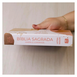 Bíblia Sagrada Brush e Folhas - ARC - Letra Maior - Harpa e Corinhos - Capa Dura