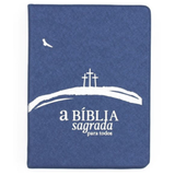 A Bíblia Para Todos - Edição de Bolso - (Português de Portugal) - Letra Grande - Azul Tecido