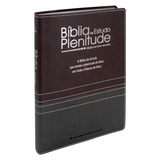 Bíblia De Estudo Plenitude - ARC - Letra Normal - Capa Luxo Cinza Chumbo E Bordô - Com Índice