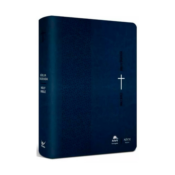 Bíblia Sagrada Holy Bible - Português e Inglês - NVI - Letra Normal - Azul