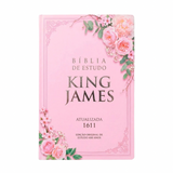 Bíblia de Estudo King James 1611 - KJA 400 Anos - Full Collor - Capa Dura Rosa Bebê