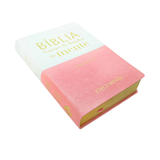 Bíblia Campo de Batalha da Mente - NVI - Versão Amplificada - Capa Luxo Rosa e Branca
