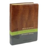 Bíblia De Estudo Em Ordem Cronológica Aplicação Pessoal - ARC - Letra Normal - Capa Marrom/Verde Luxo