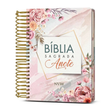 Bíblia Sagrada Anote Espiral Flores Aquarela - NVI - Letra Normal -  Capa Dura