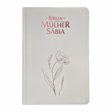 Bíblia De Estudo Da Mulher Sábia - ARC - Harpa Avivada - Capa Luxo Magnólia Branca - Letra Hipergigante