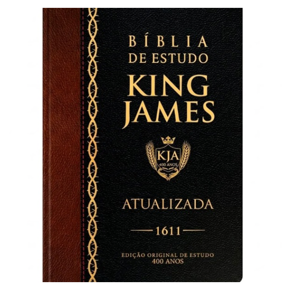 Bíblia de Estudo Bicolor - KJA - Letra Grande - Capa Dura Preta e Marrom