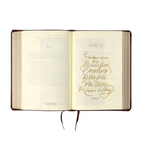 Bíblia The Purpose Book  - A21 - Letra normal - Espaço para anotações - Capa Tecido Jardim Bege