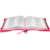 Bíblia Sagrada - Letra Gigante - ARA - Capa Couro Pink - com Fecho e Índice